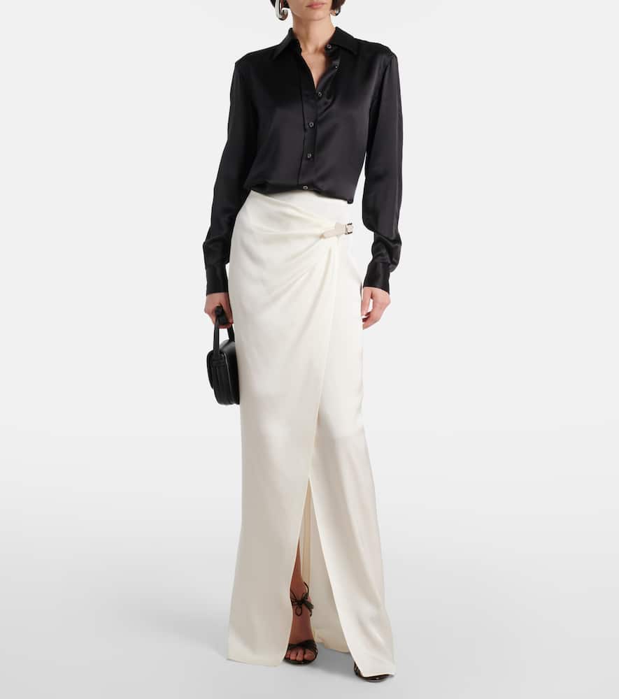 Silk satin wrap skirt