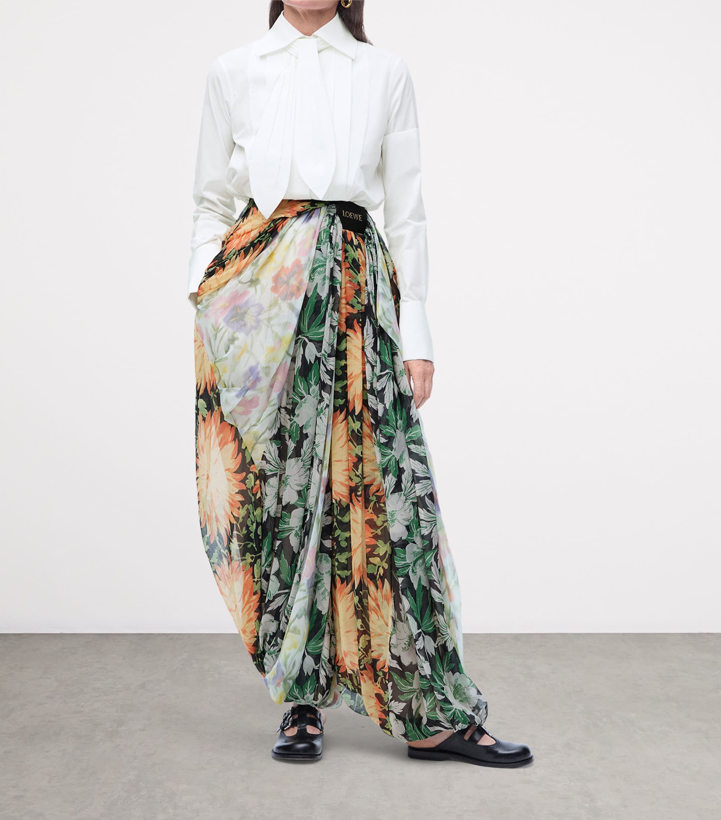 Loewe Silk Floral Draped Trousers