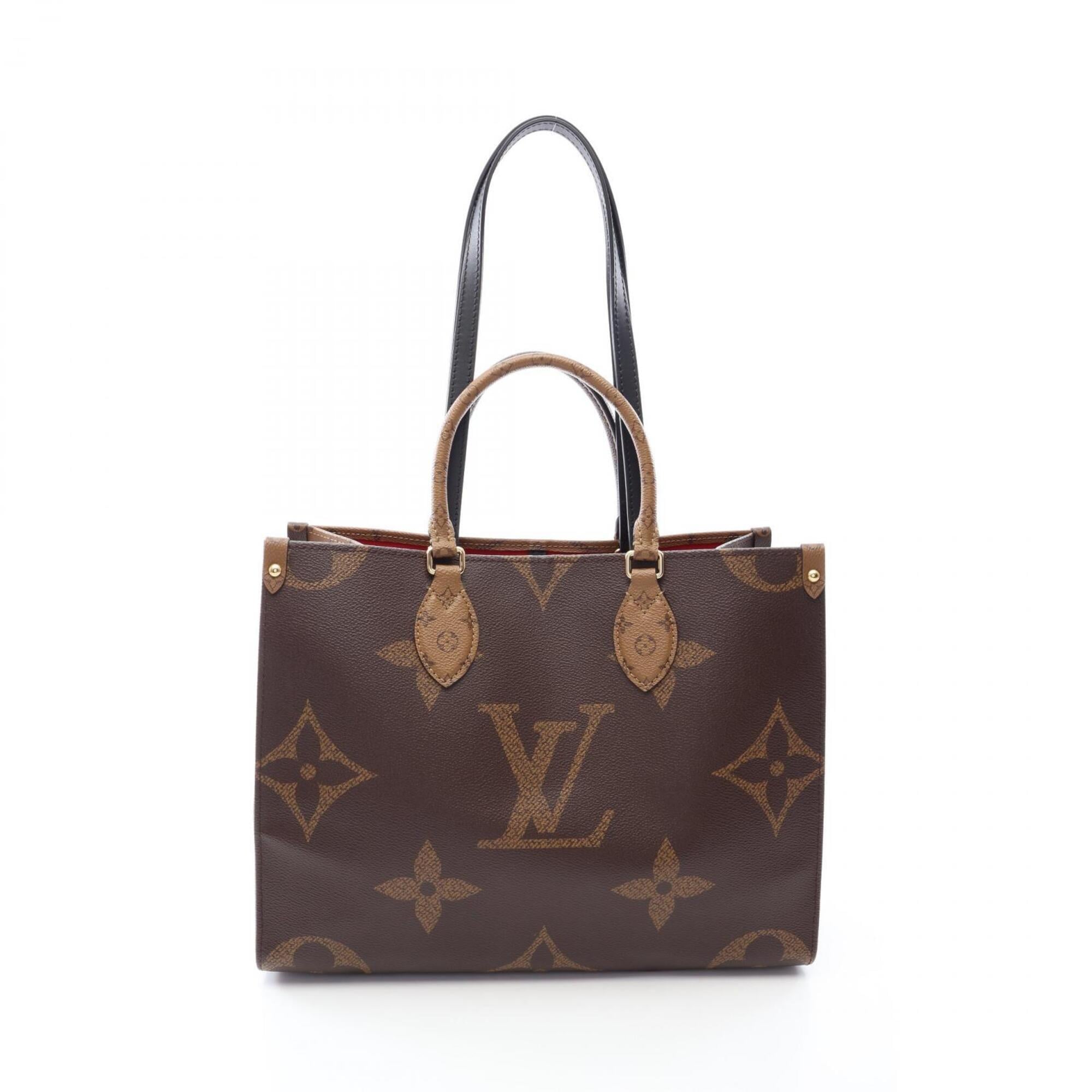 Louis Vuitton Beige Brown Coated Canvas Leather Handbag Tote Bag Pre-Owned
