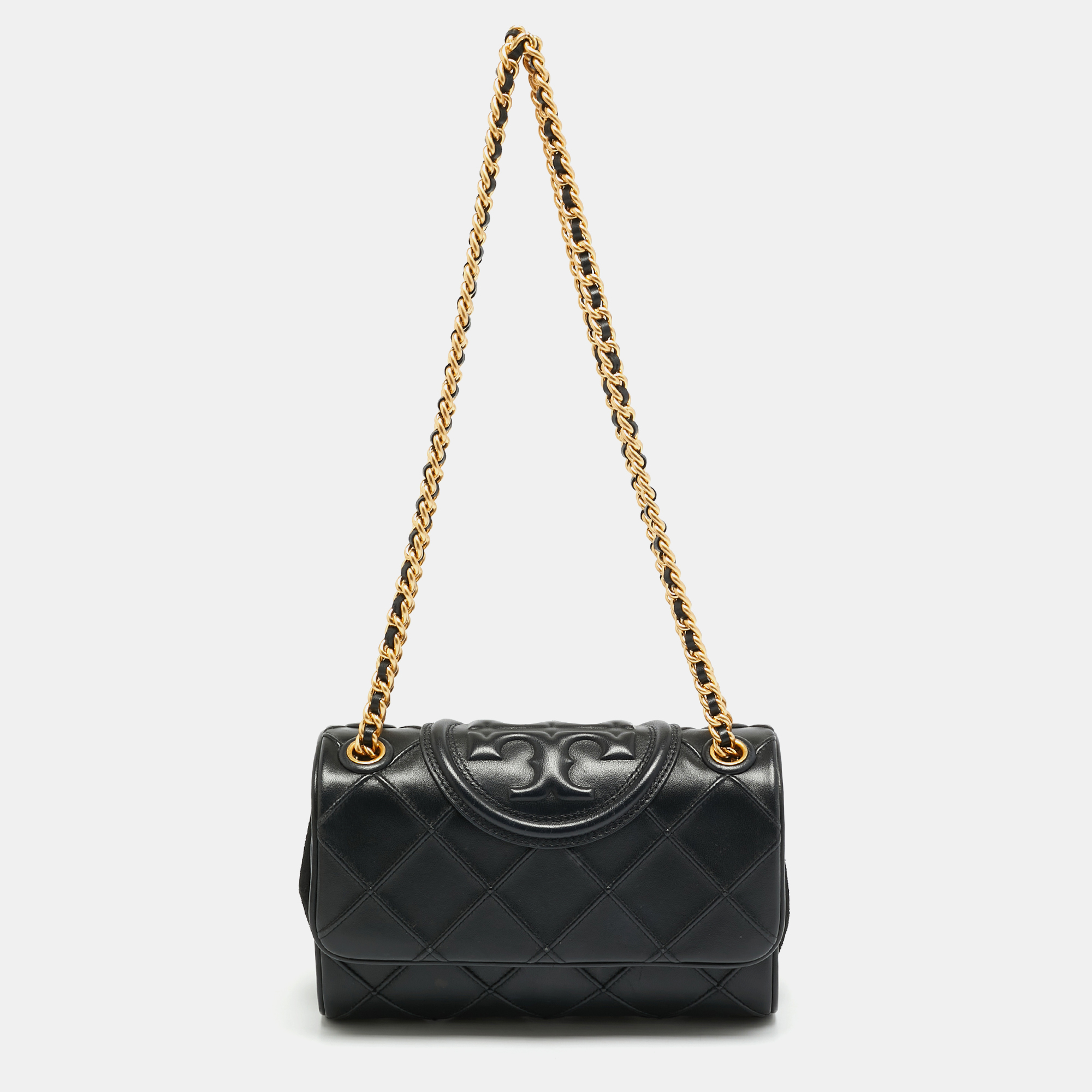 Tory Burch Flemming Small Black Leather Bag