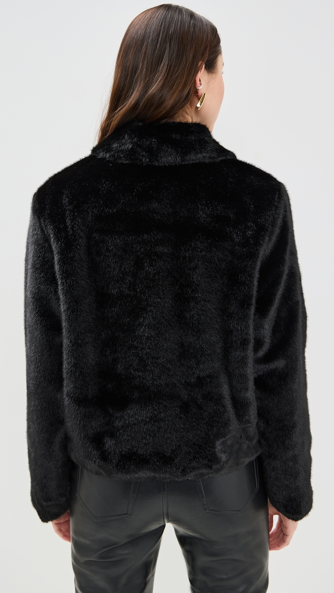 Faux Fur Collared Jacket Black