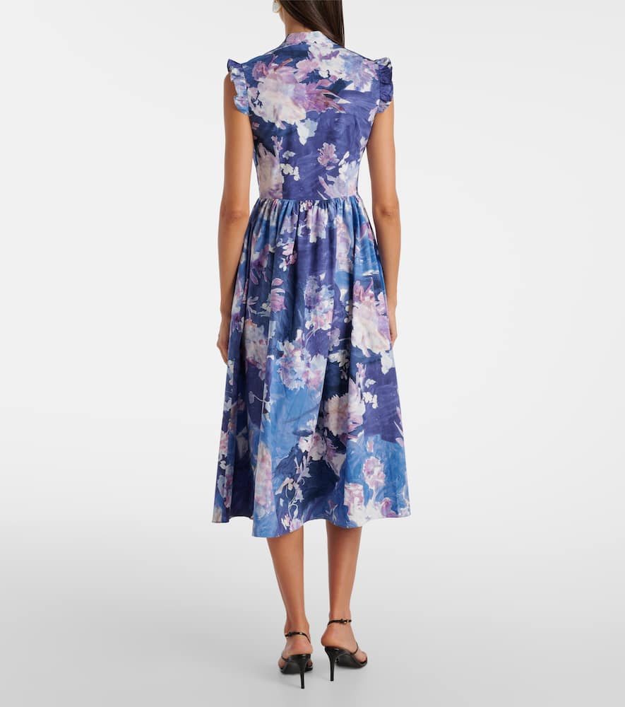 Flared floral midi dress