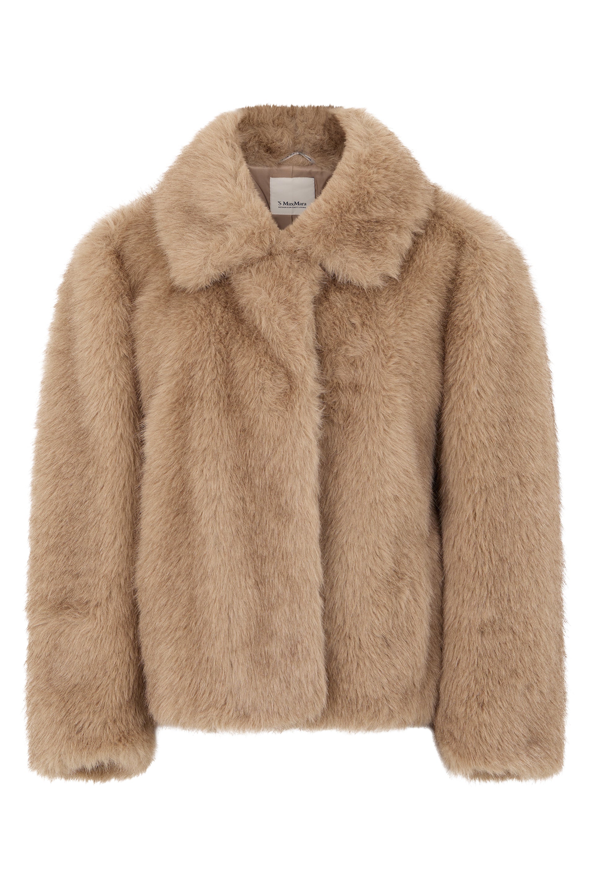 Faux Fur Jacket with Wide Collar and Button Front