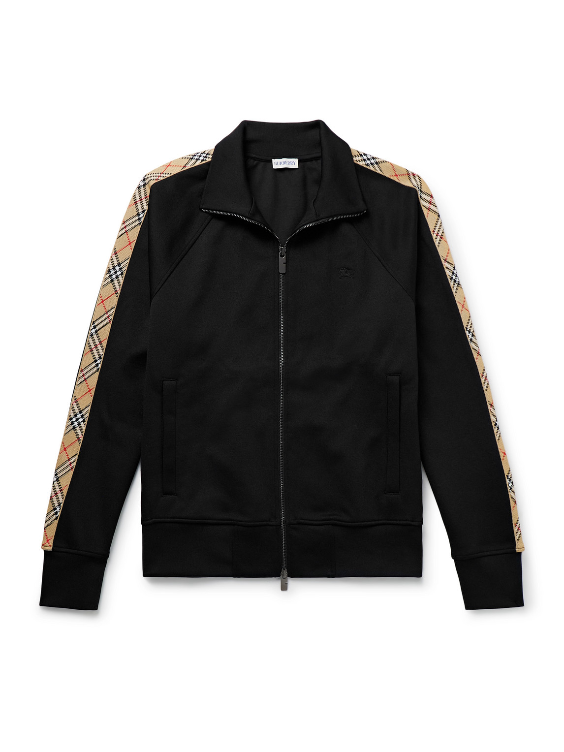 Checked Jacquard-Trimmed Logo-Embroidered Tech-Jersey Track Jacket