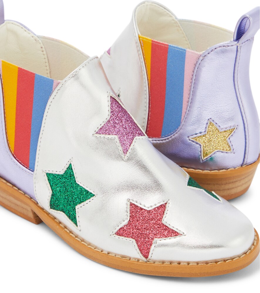 Appliqué faux leather boots