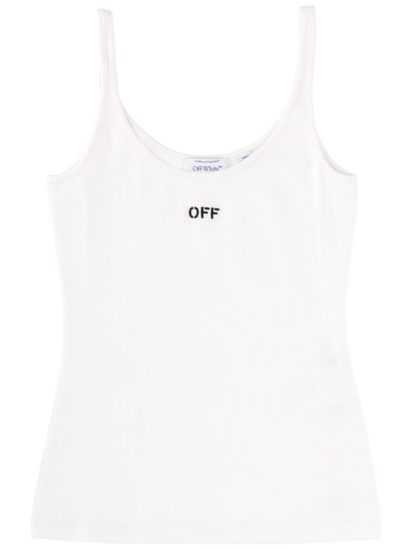 Off-White - ribbed logo tank top scoop neck