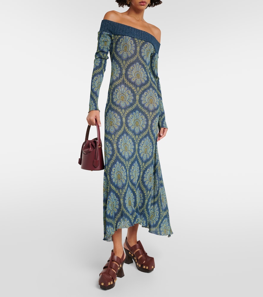 Printed off-shoulder midi dress