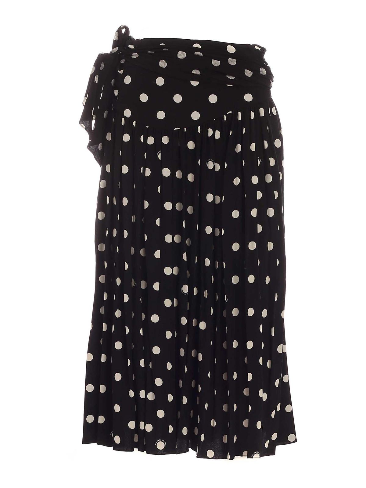 Skirt with white polka dots in black