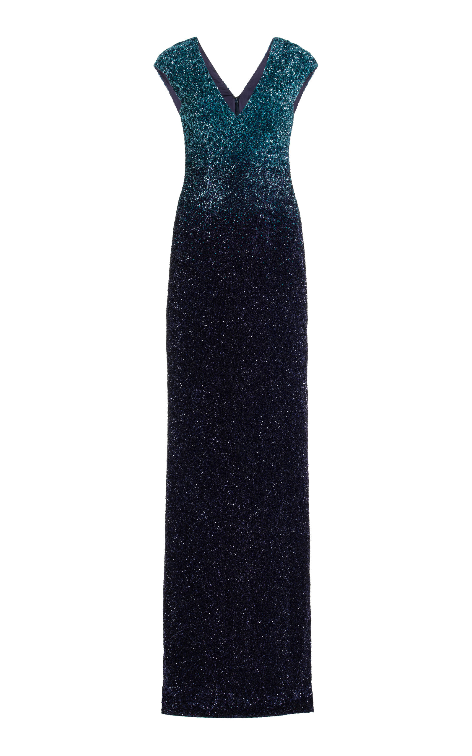 Signature Sequin V Neck Gown - Moda Operandi