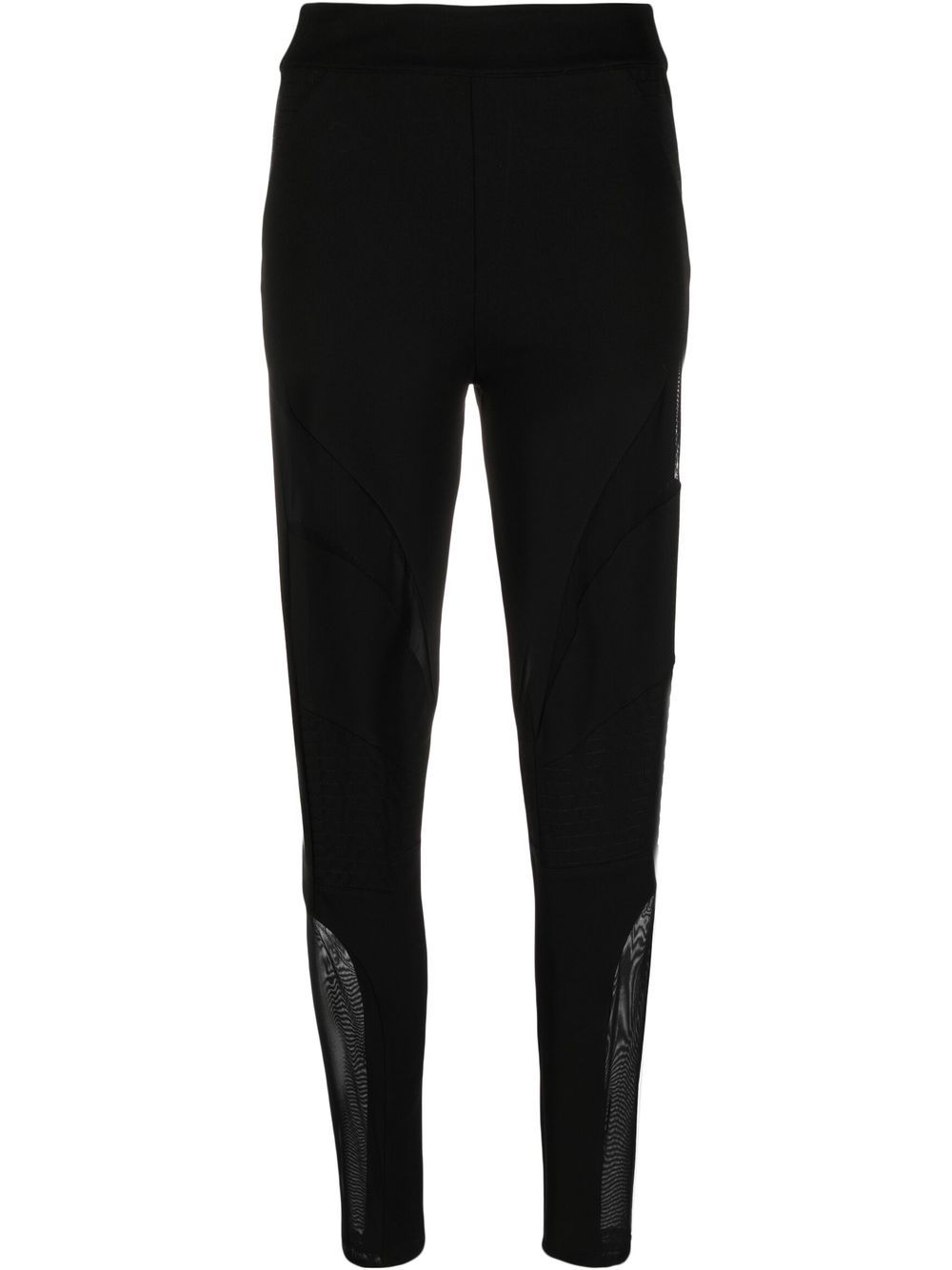 Sheer-panel ribbed stretch leggings - Black