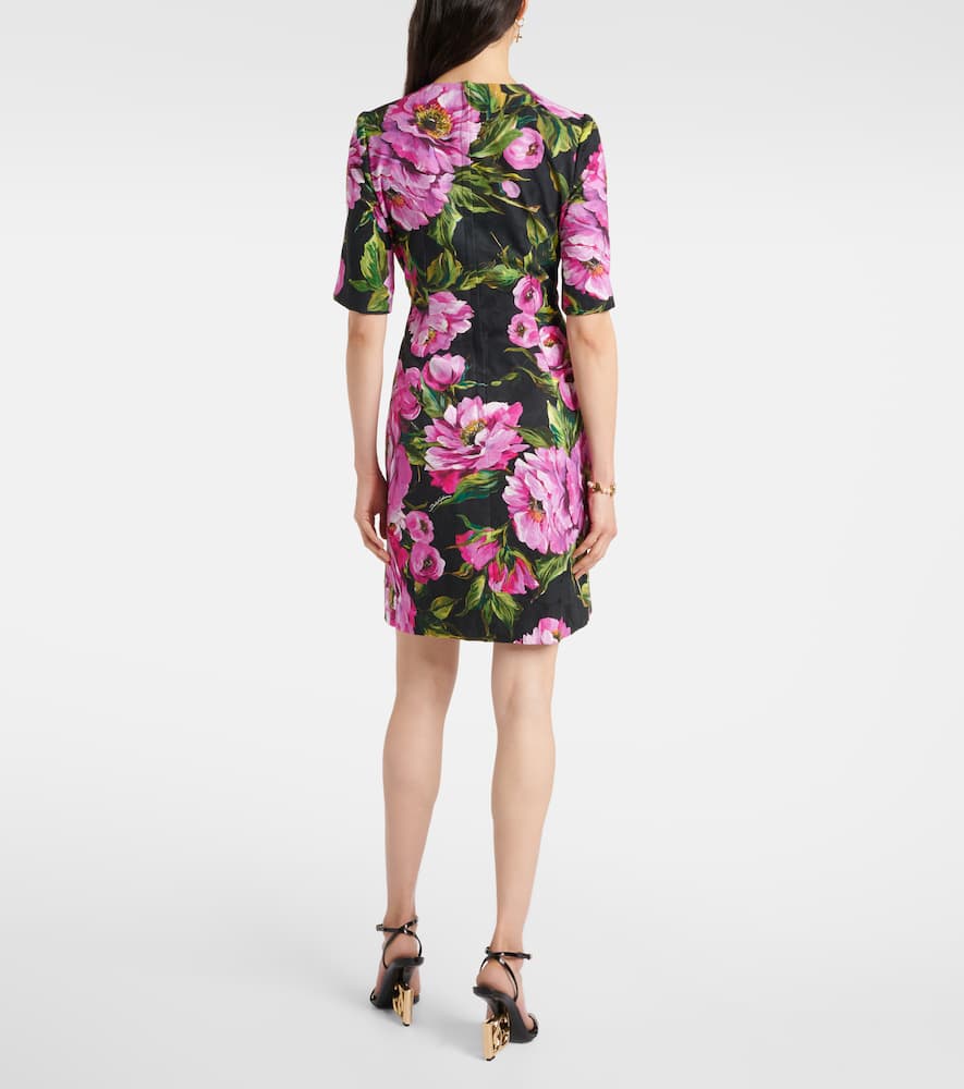 Floral cotton jacquard minidress