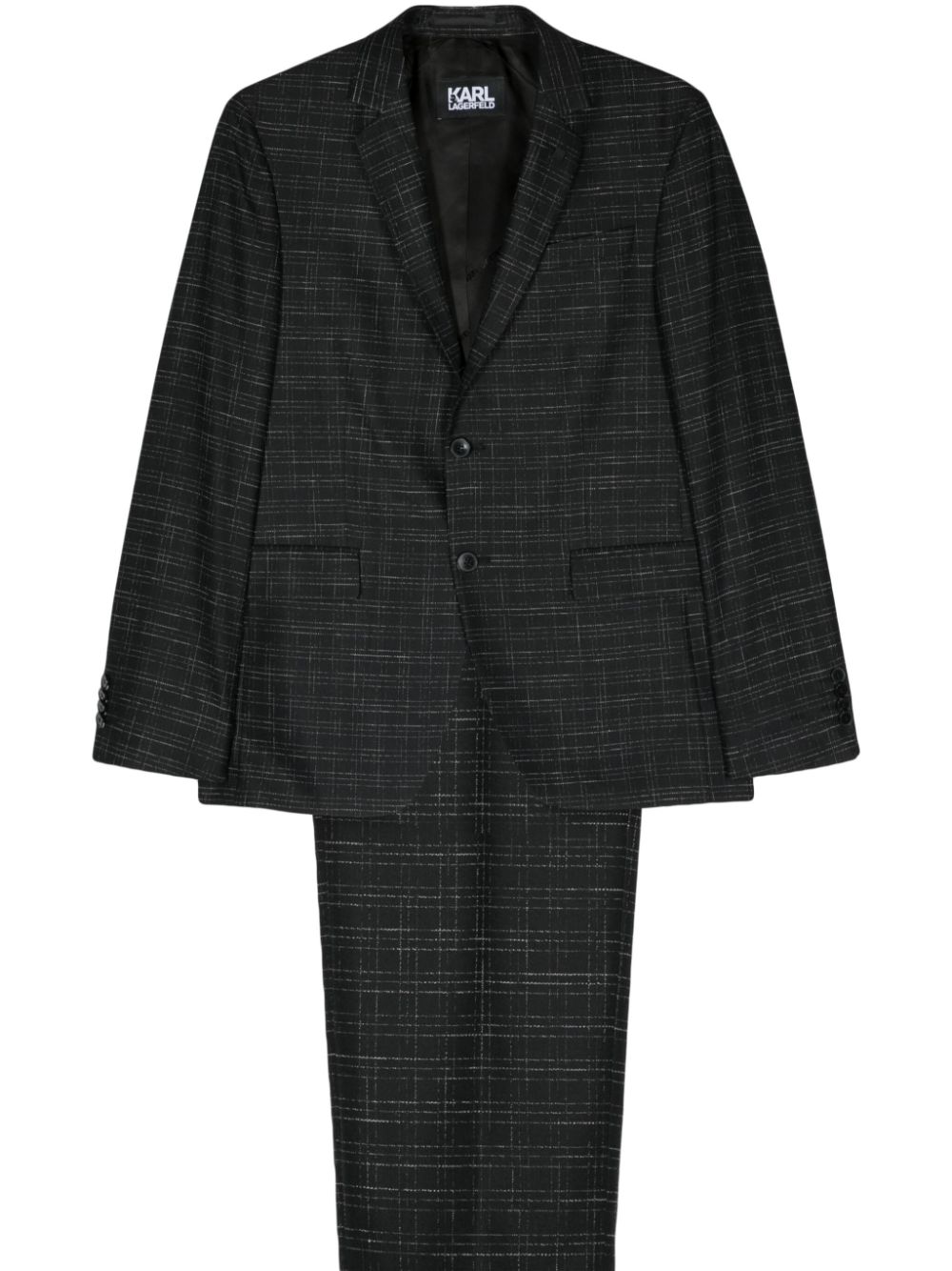 Checked single-breasted suit - Black