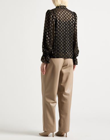 Woman Top Black Size M Silk, Metallic Polyester