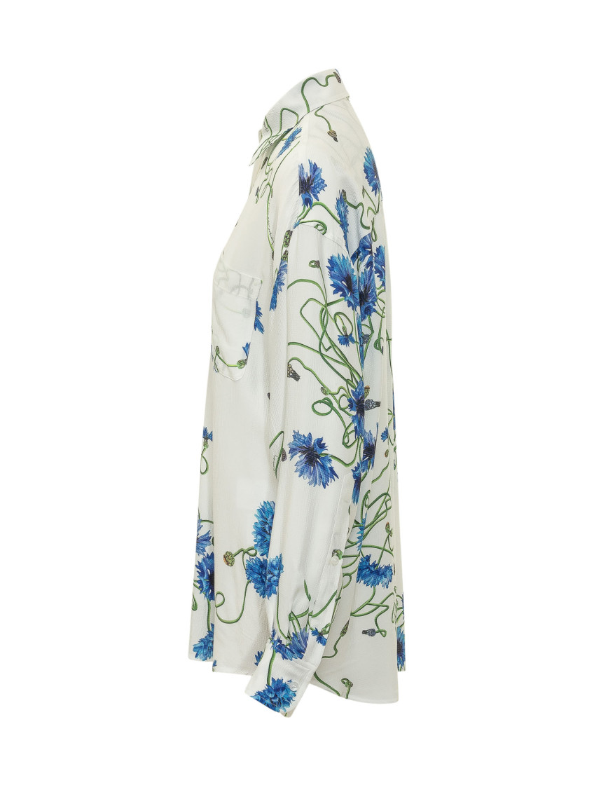 White Floral Print Shirt