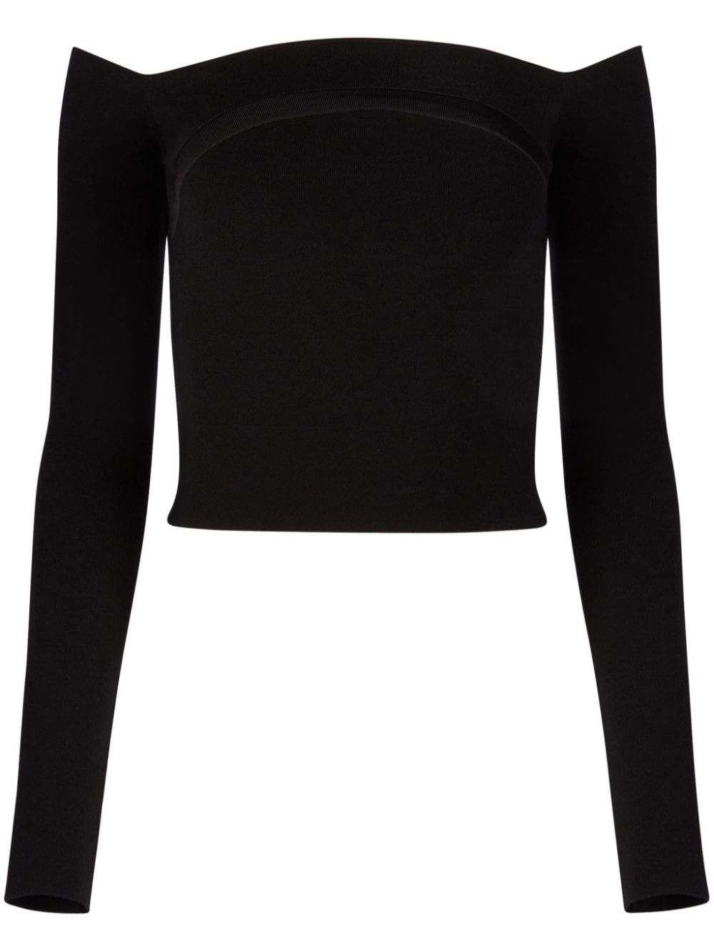 Off-shoulder wool-blend top - Black