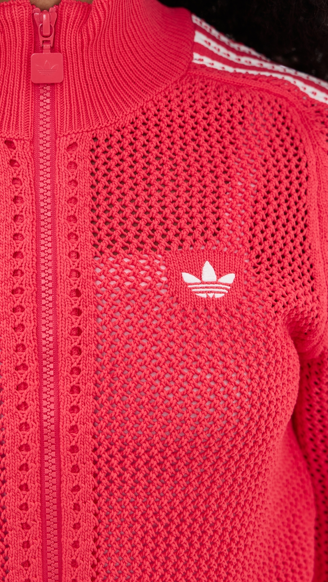 Knitted Crochet Track Jacket Semi Lucid Red/Blue
