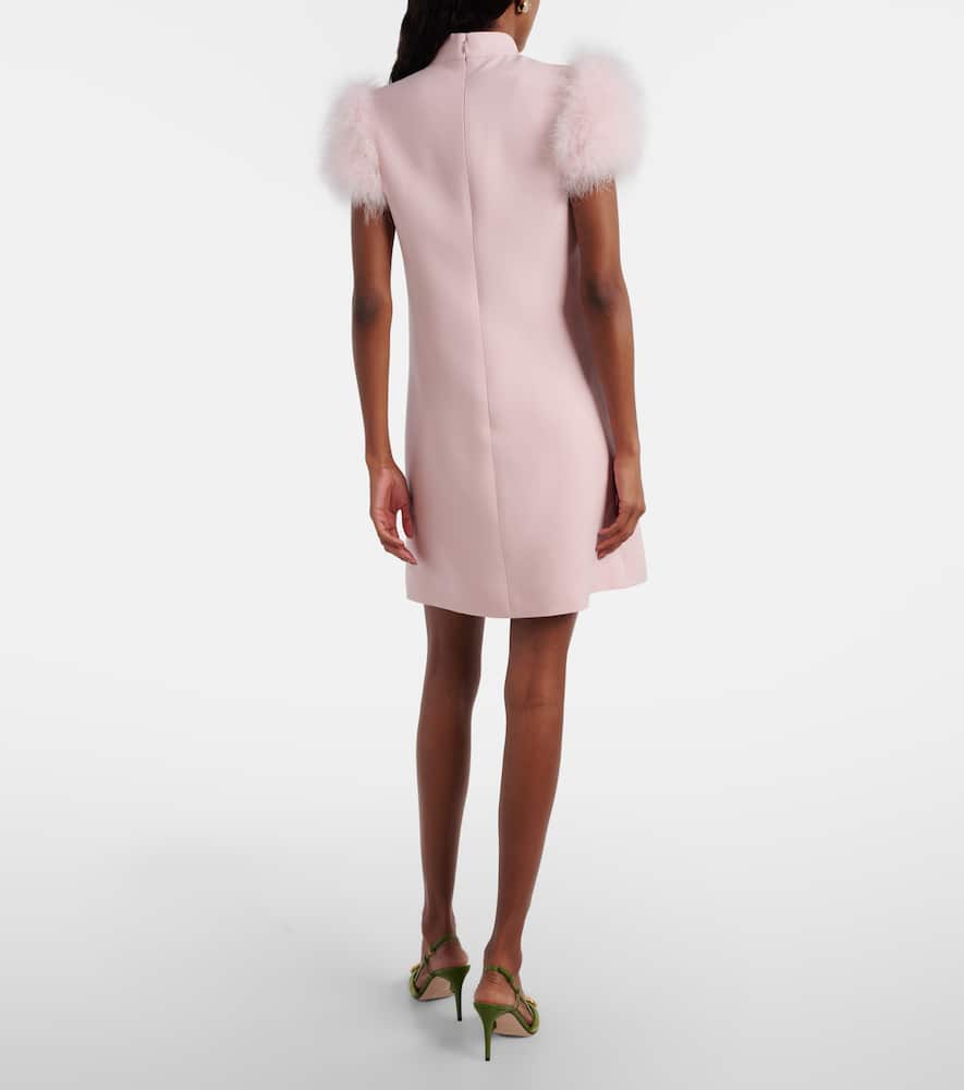Feather-trimmed turtleneck Crepe Couture minidress