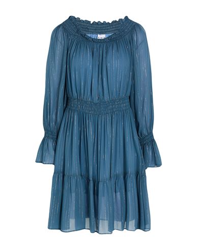 Woman Mini dress Slate blue Size 4 Viscose, Metal