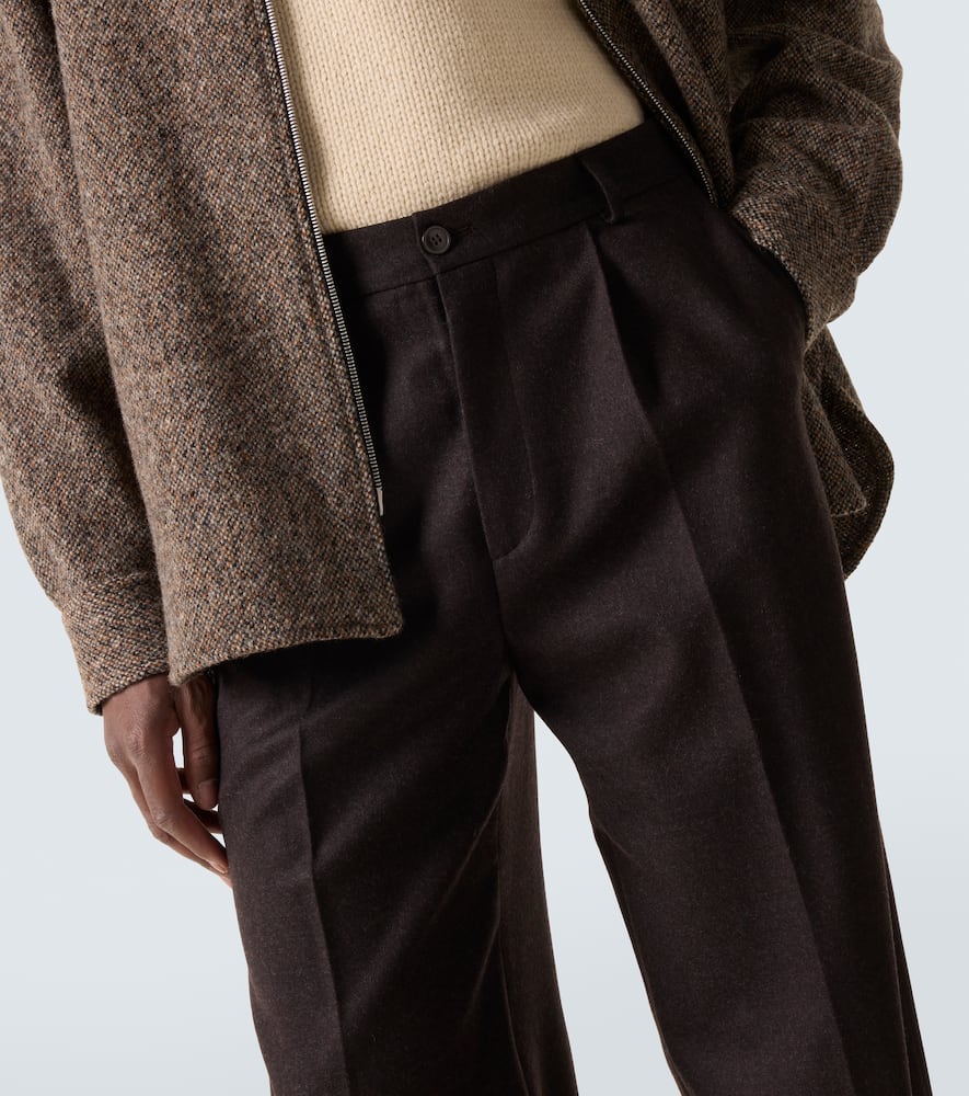 Wool flannel wide-leg pants