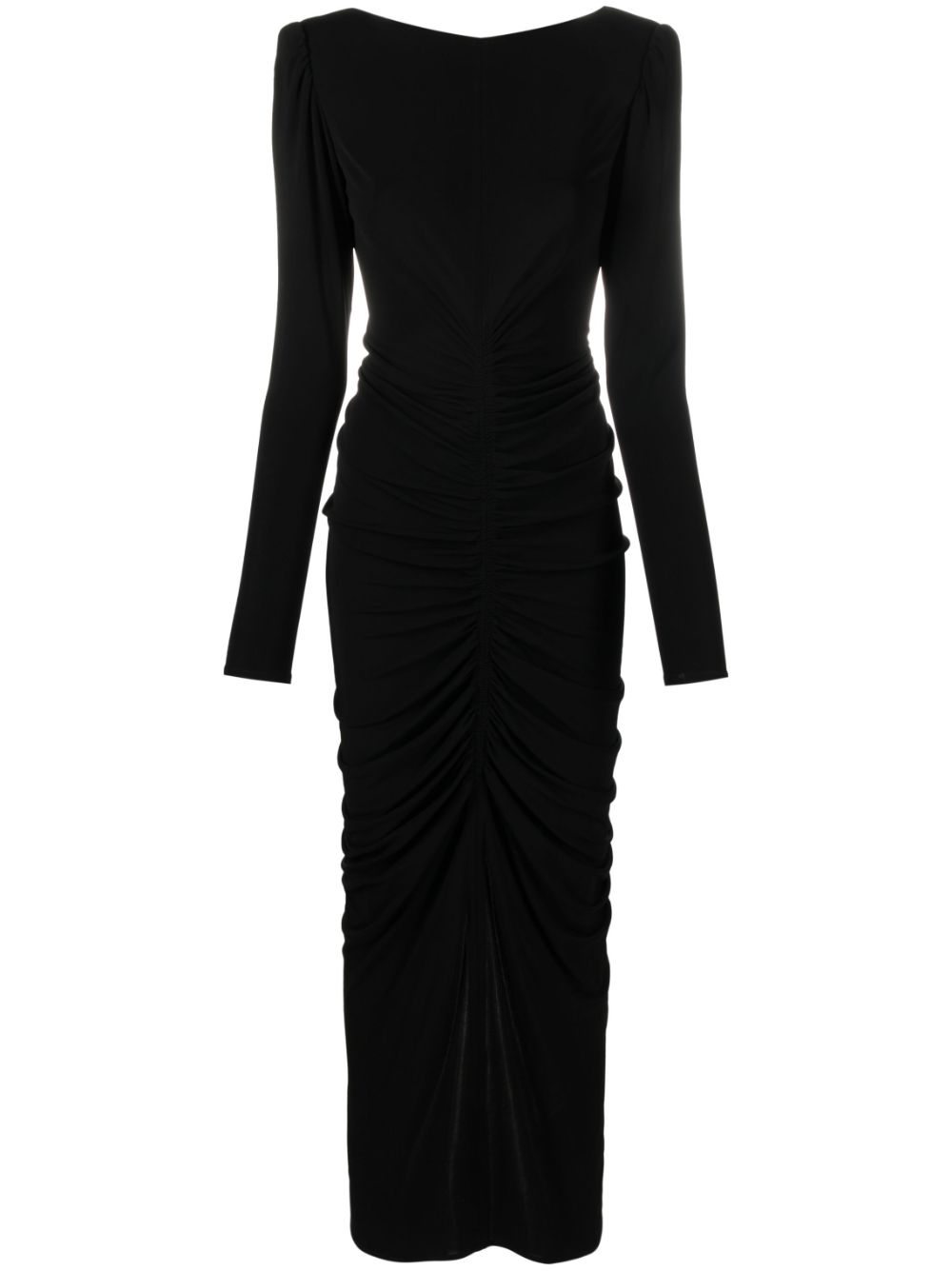 Long-sleeved draped gown - Black