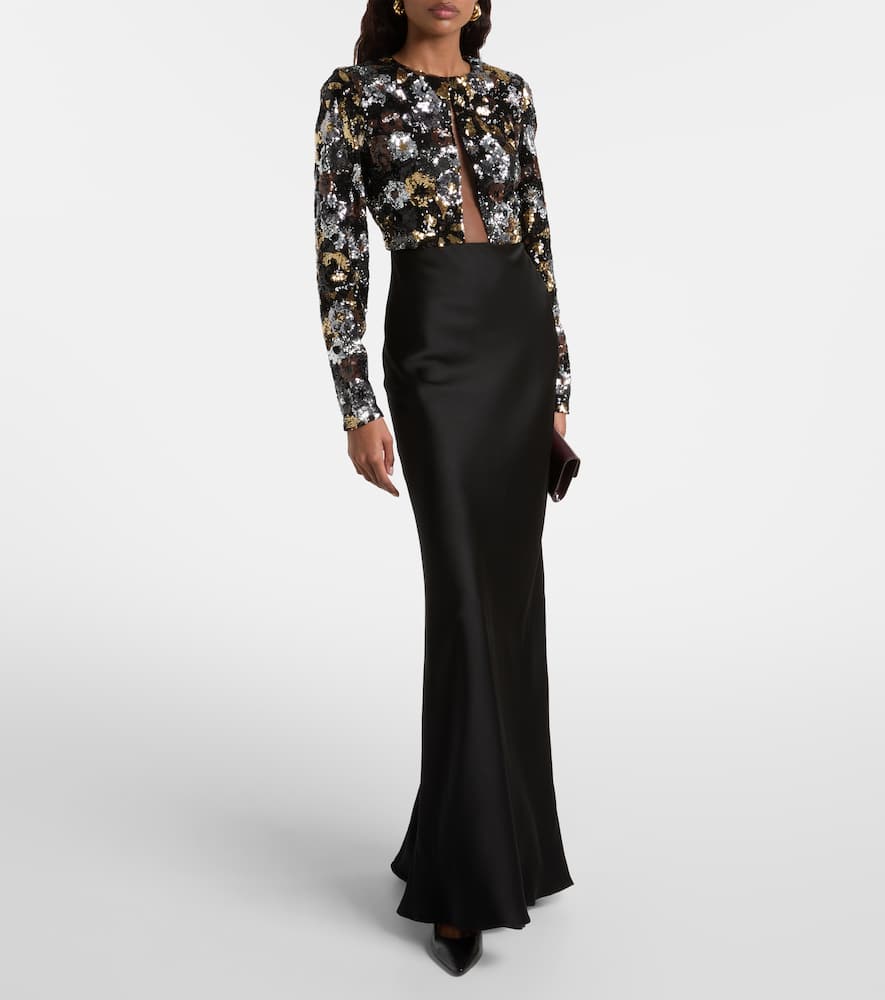 Lastra sequined tulle maxi dress
