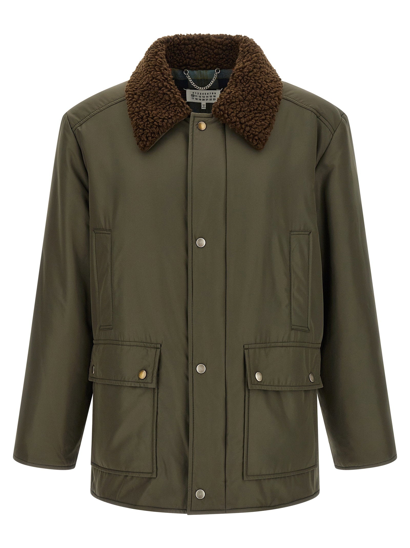 Shearling Collar Parka Jacket — Olive
