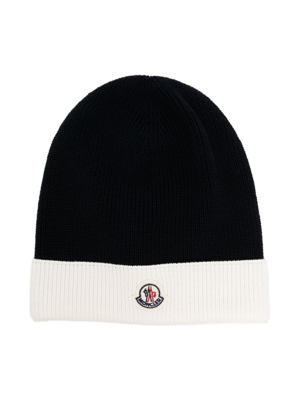Logo-patch knitted cotton beanie - Blue