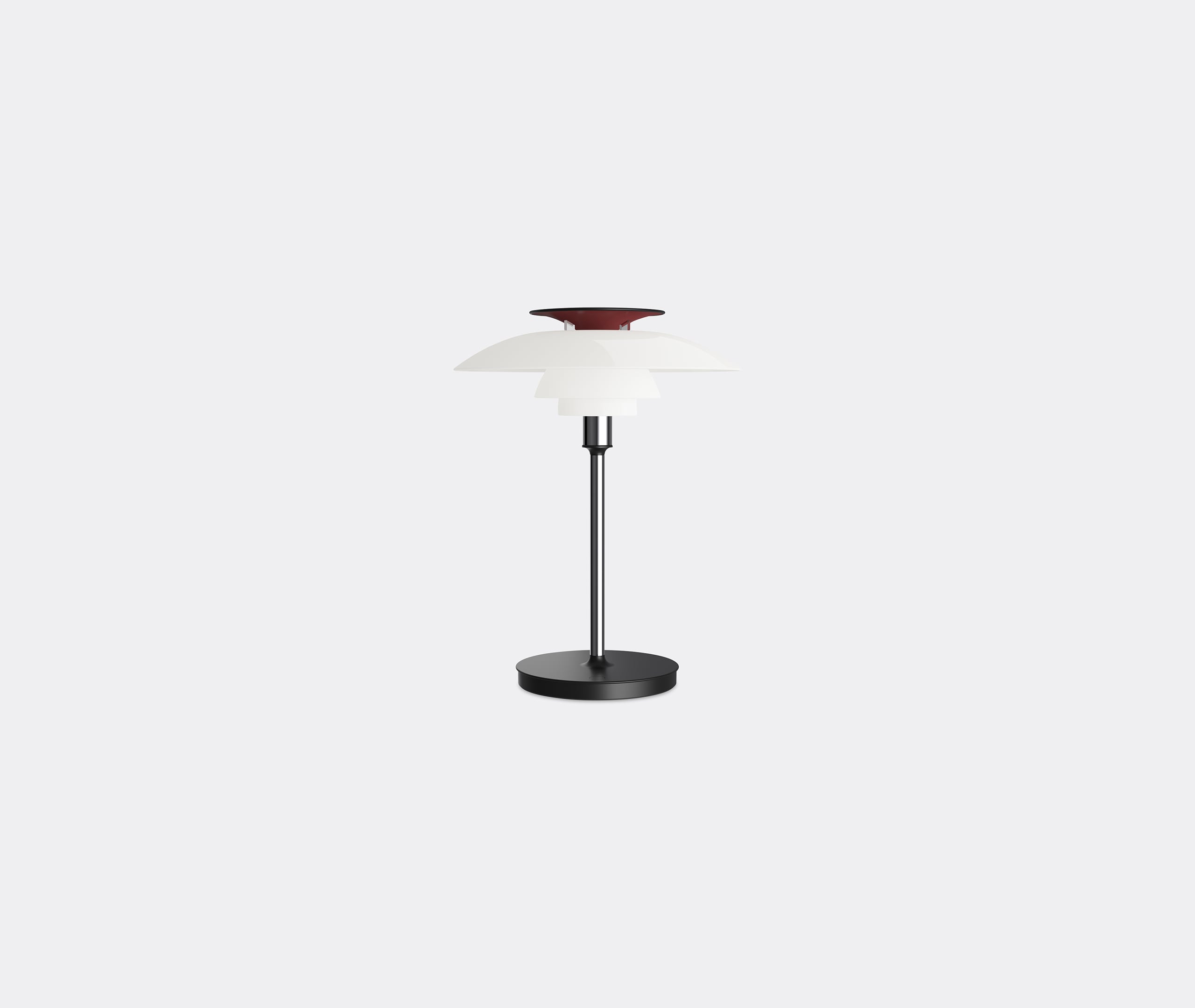'ph 2/1 80' Led Portable Table Lamp, Opal White, Red And Chrome, Uk Plug