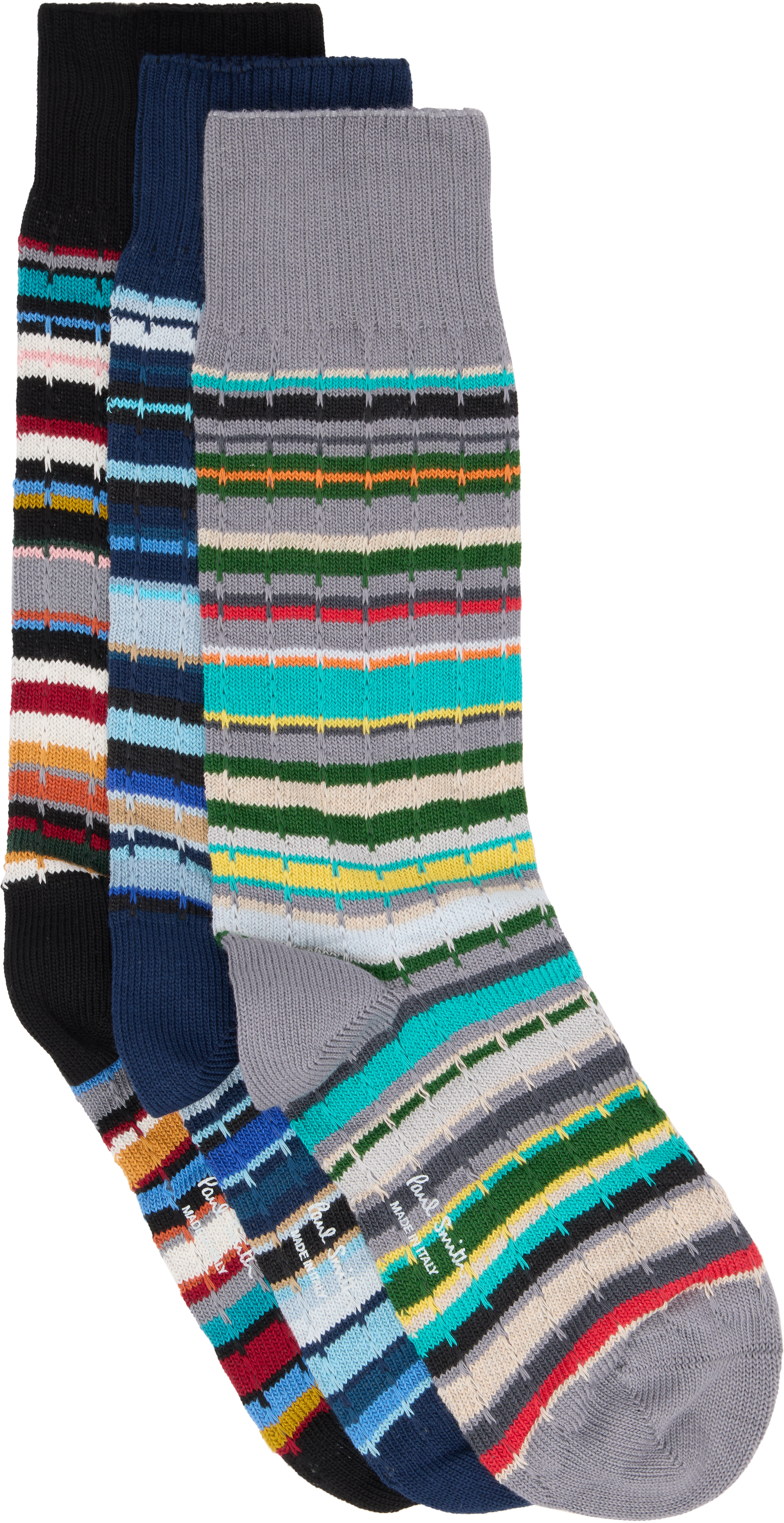 Three-Pack Multicolor Cable Socks
