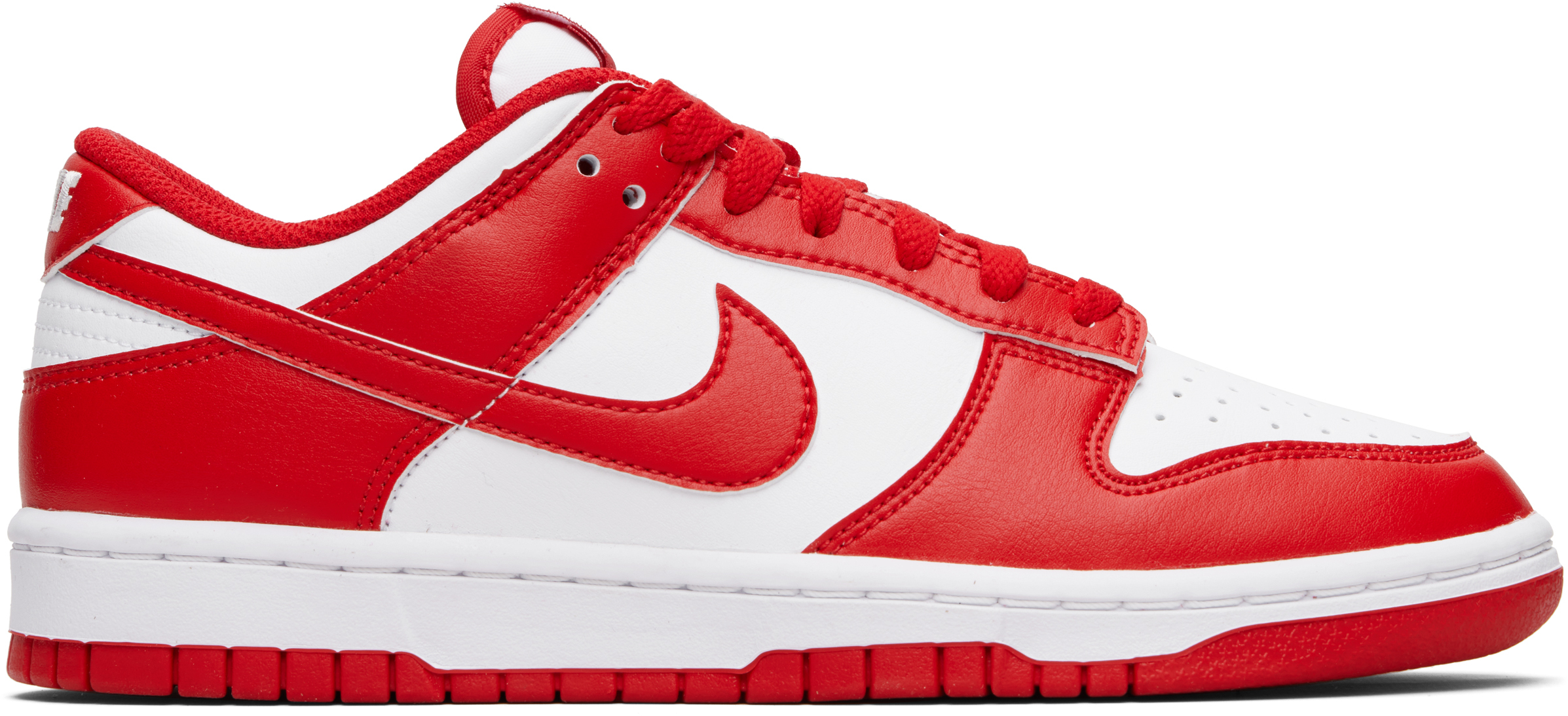 White & Red Dunk Low Retro Sneakers