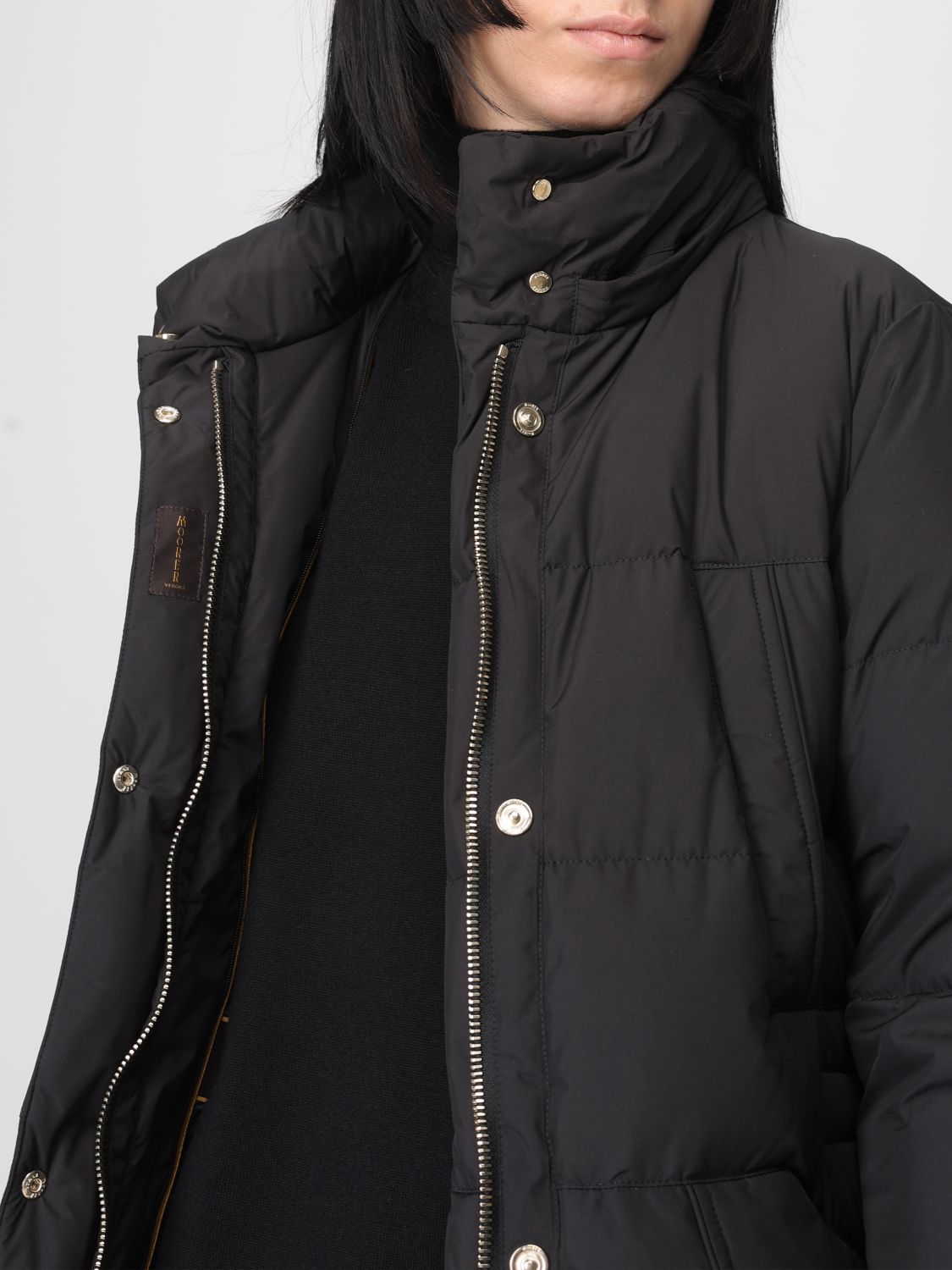 Quilted hooded down coat - White