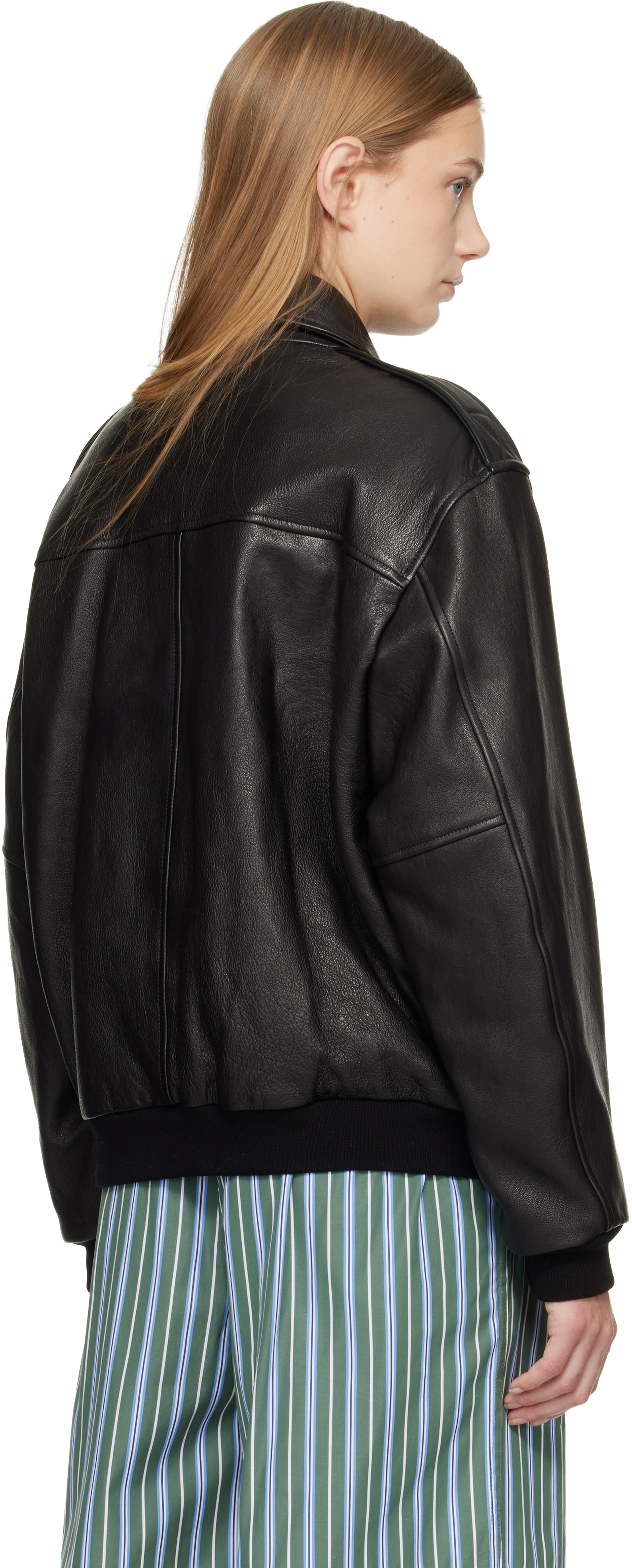 Black Leather Bomber Jacket