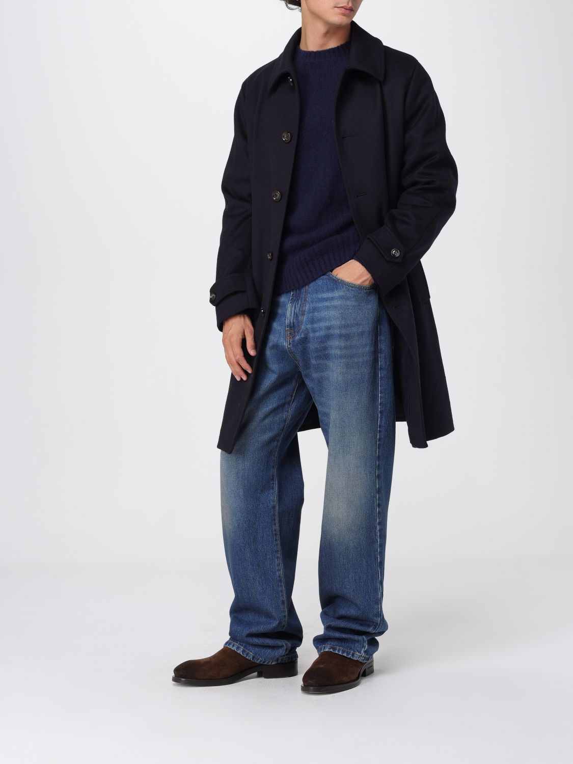 Coat Men color Blue