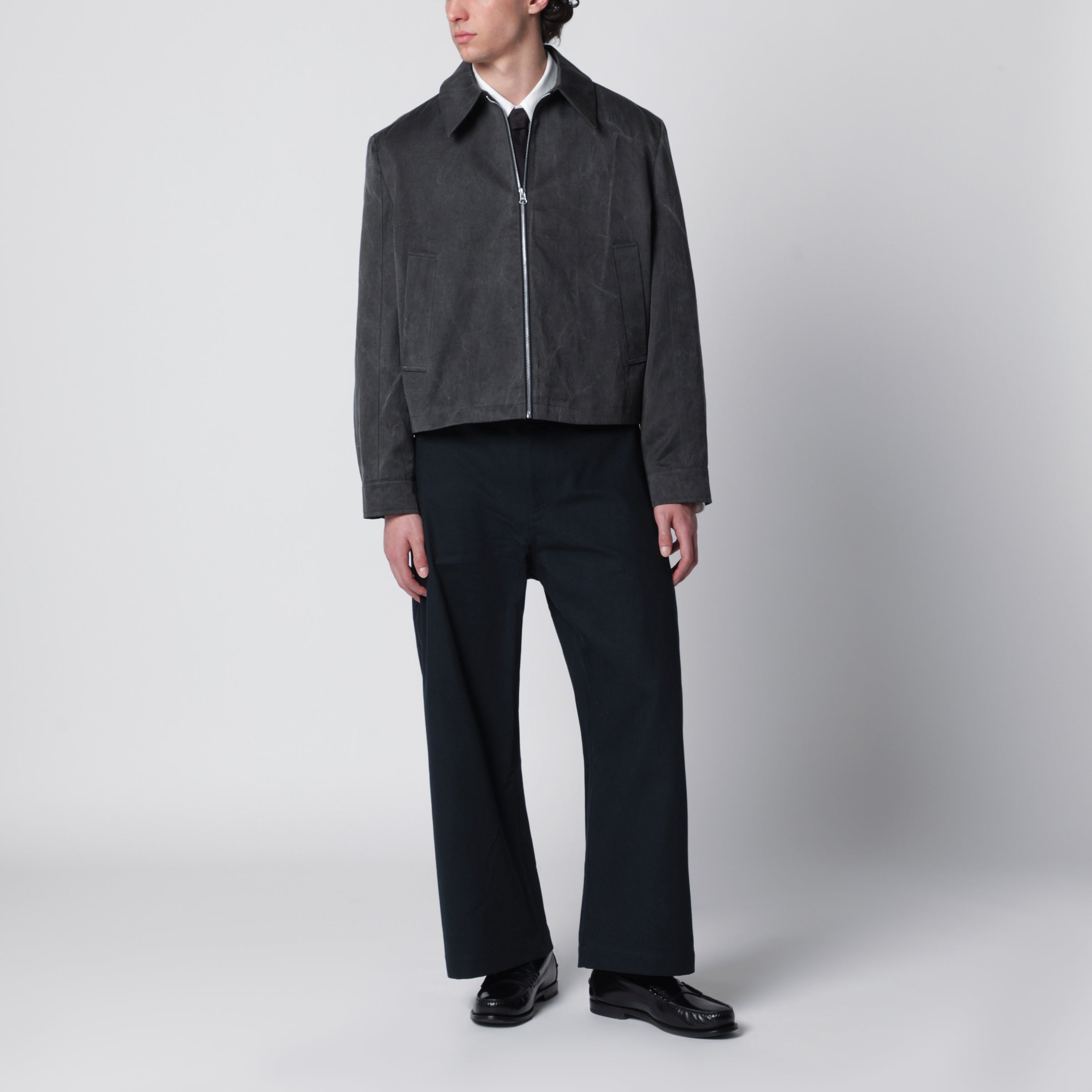 Washed grey Tazio zip-up jacket