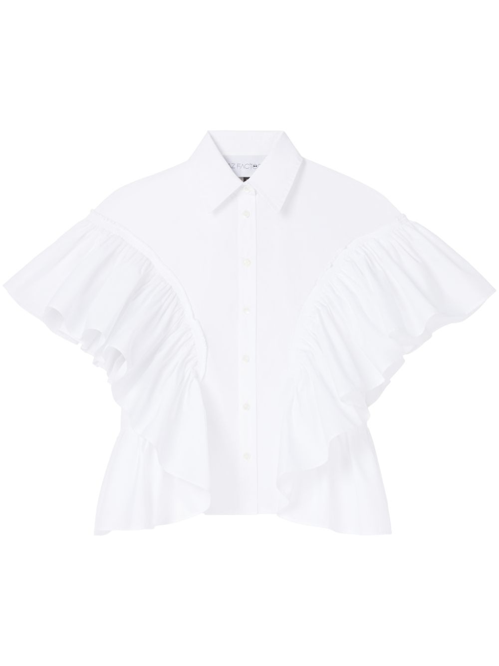 X Lutz Huelle Waterfall ruffle-sleeve shirt - White