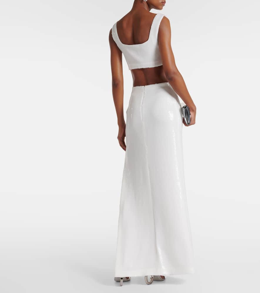 Bridal Beating Heart sequined crop top