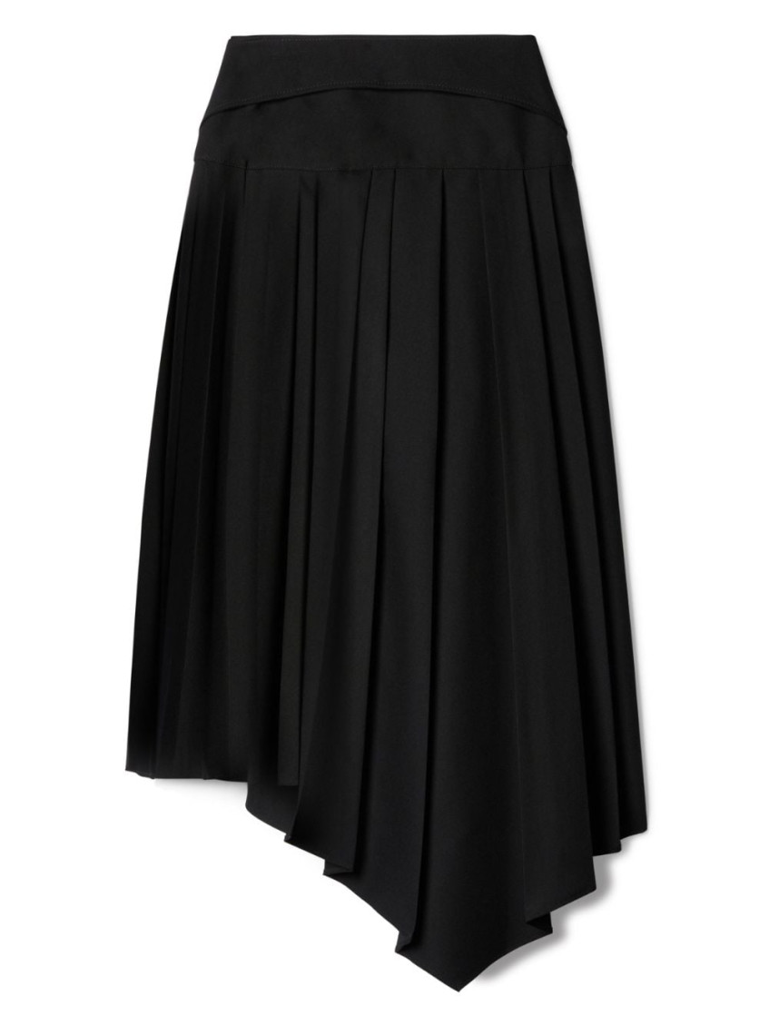 Tech Drill pleated asymmetric skirt - Black