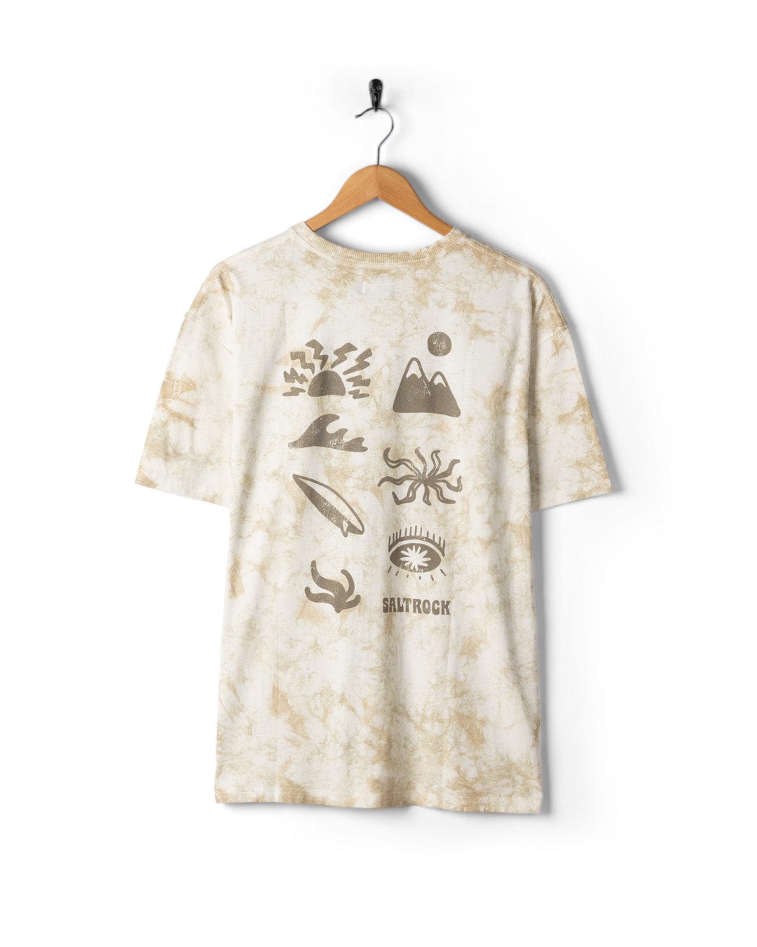 Saltrock Block Icons Mens Oversized Tie Dye T-Shirt in Crea