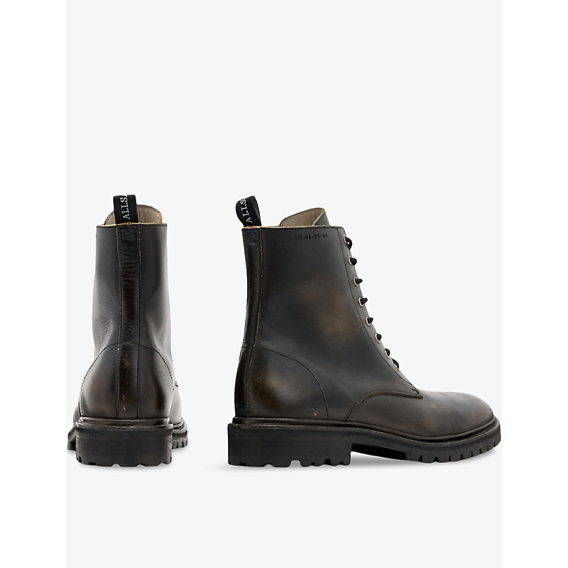 Mens Dark Brown Tobias Lace-up Leather Ankle Boots