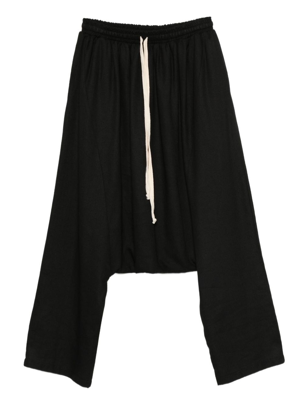 Linen-blend drop-crotch trousers - Black