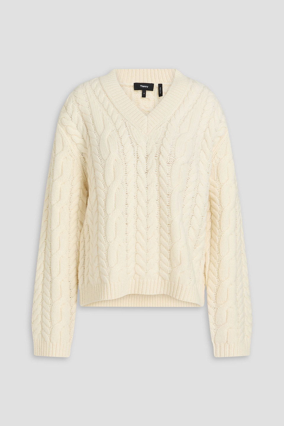 Cable-knit wool and cashmere-blend sweater - White - L