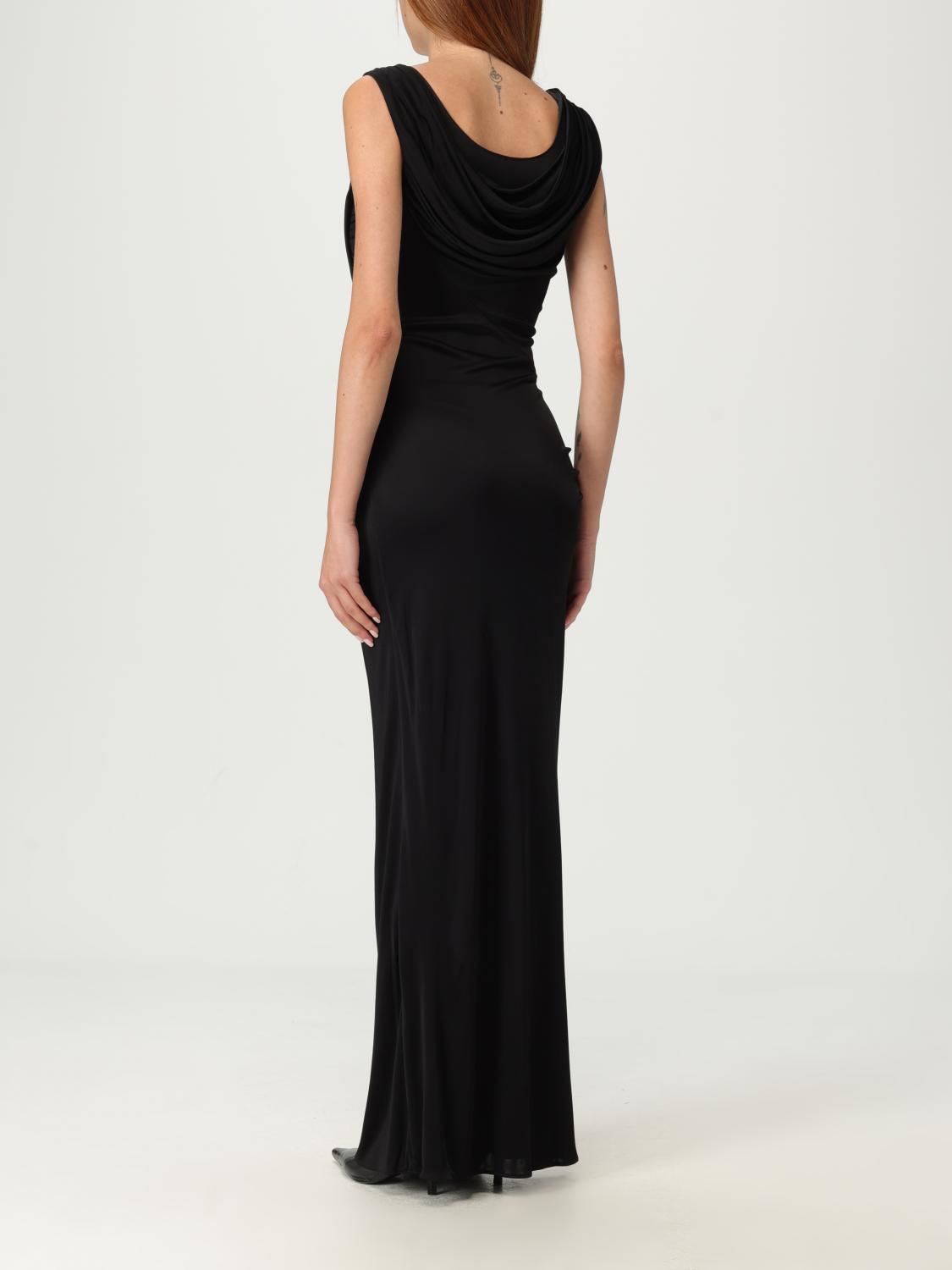 Asymmetric neck dress - Zwart