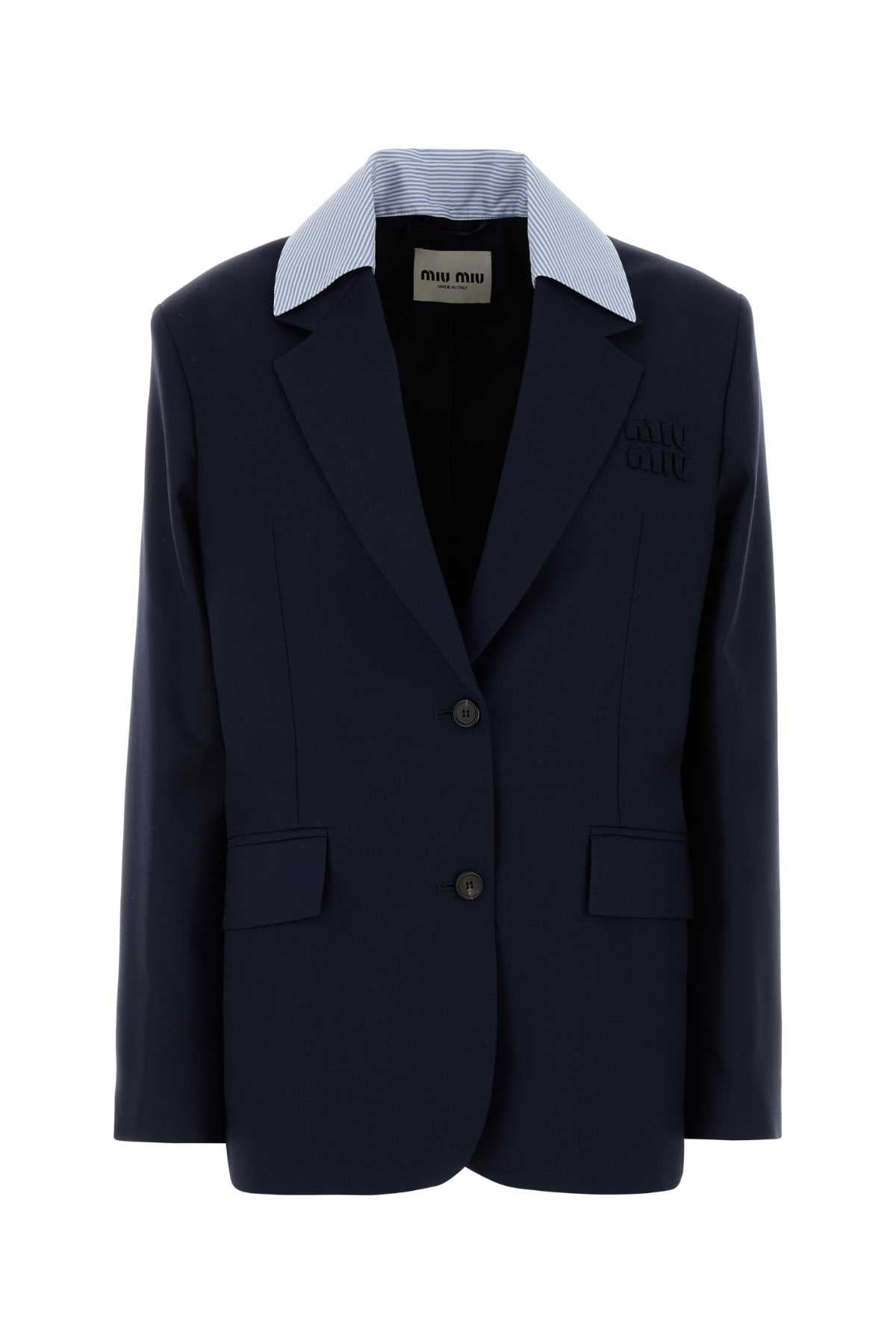 Virgin Wool Blazer — Navy