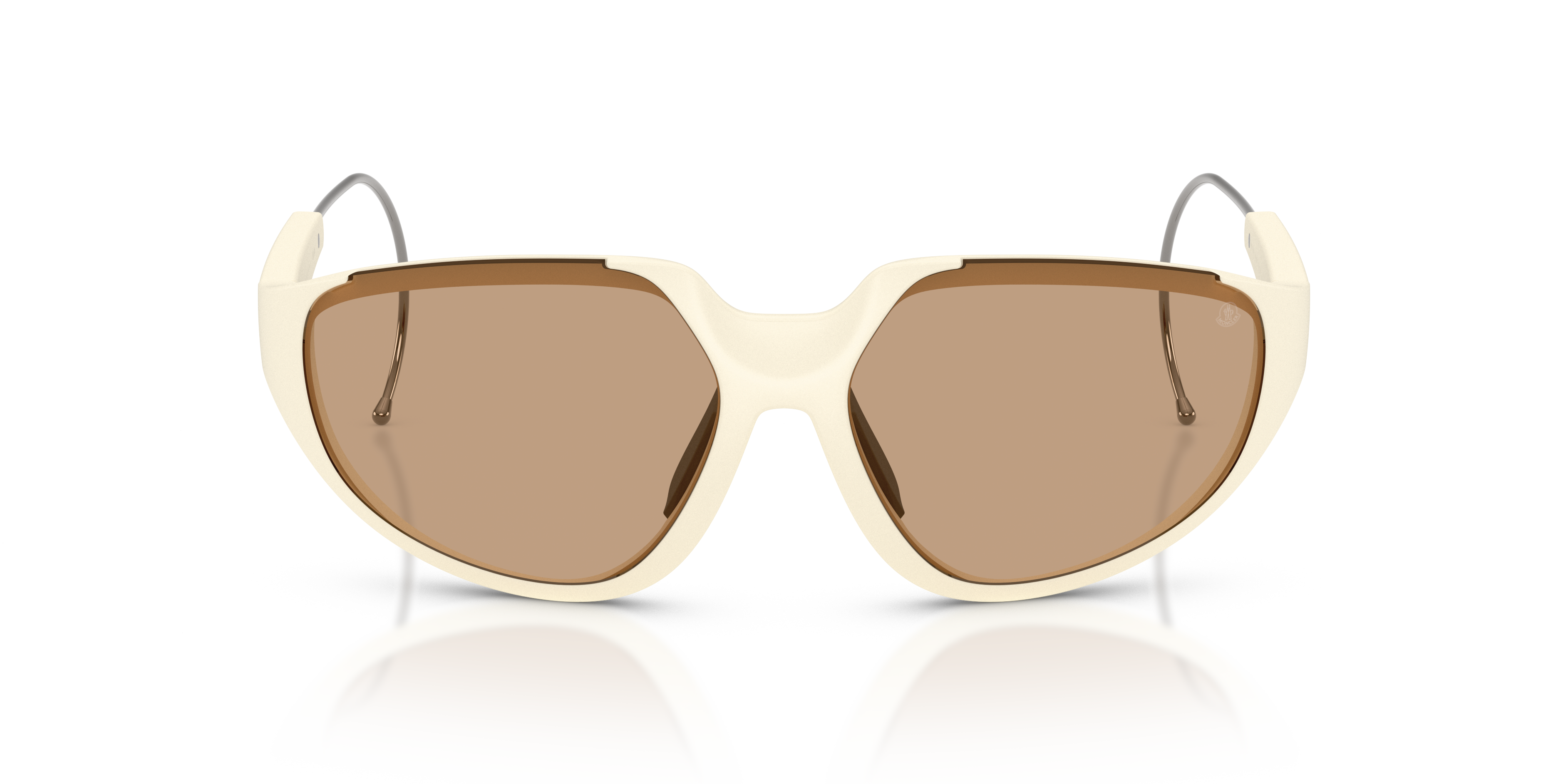 Moncler Unisex Moncler ME8008 LASZER 500263 Gafas de sol Inyectado Blanco Marrón Geométrico Norma