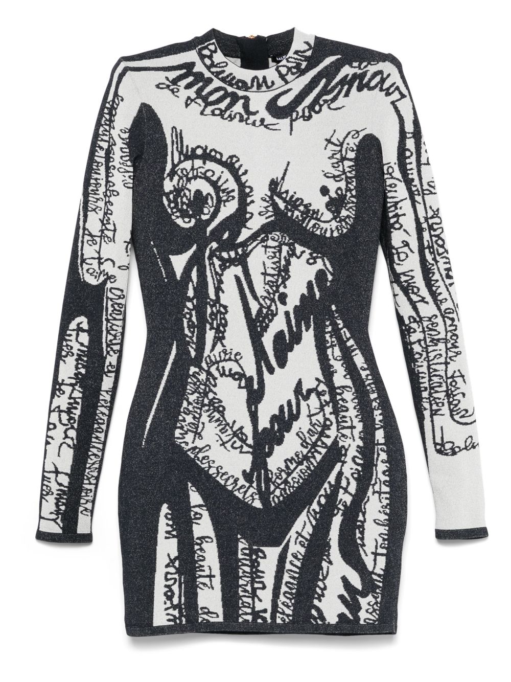 Balmain body-motif embroidered mini dress - Black