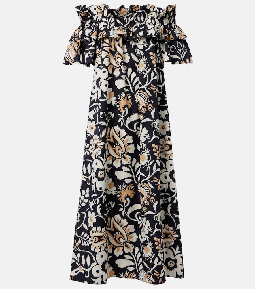 Breakfast ruffled cotton poplin midi dress