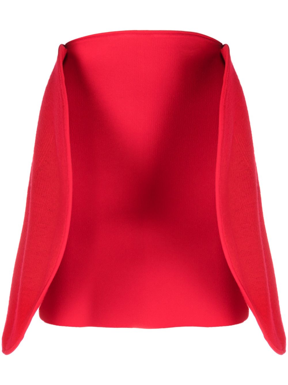 Circular 3D-detailing ribbed miniskirt - Red