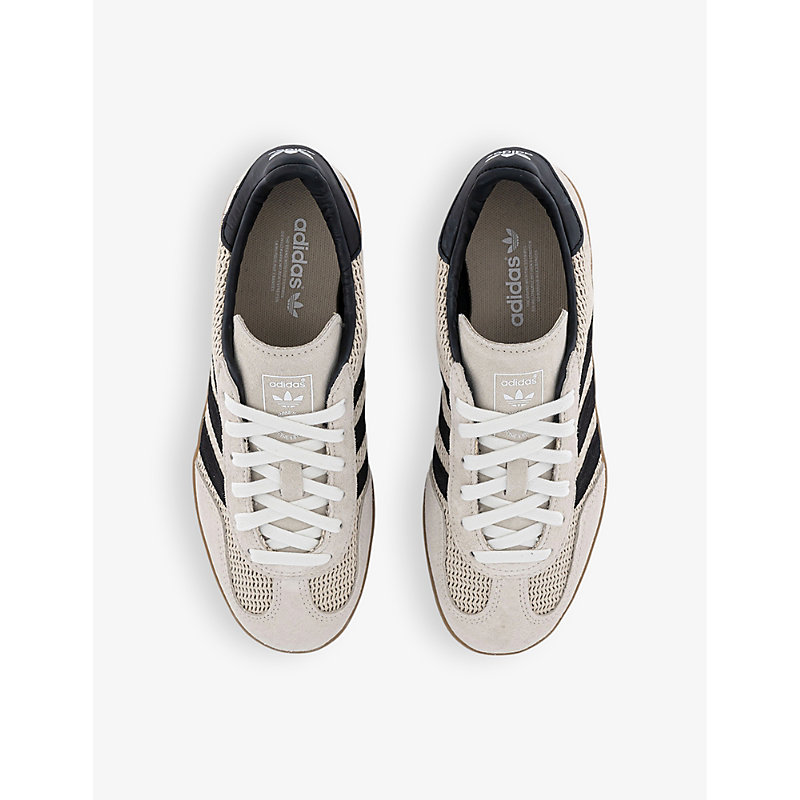 Womens Alumi Core Black Gum Gazelle Indoor Logo-print Cotton-mesh and Suede Low-top Trainers