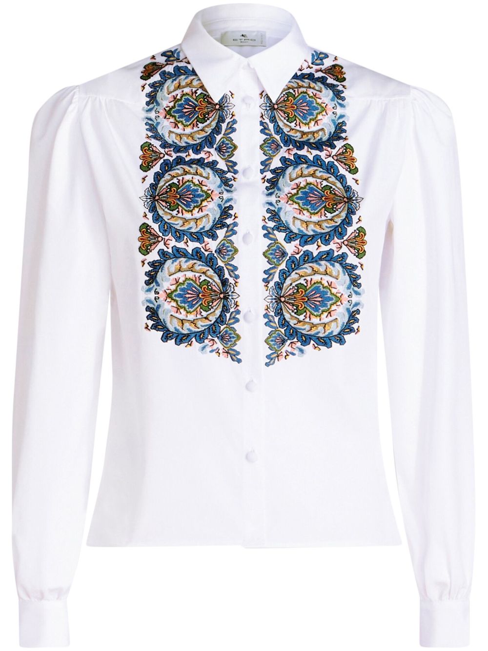 Paisley-print poplin cotton shirt - White