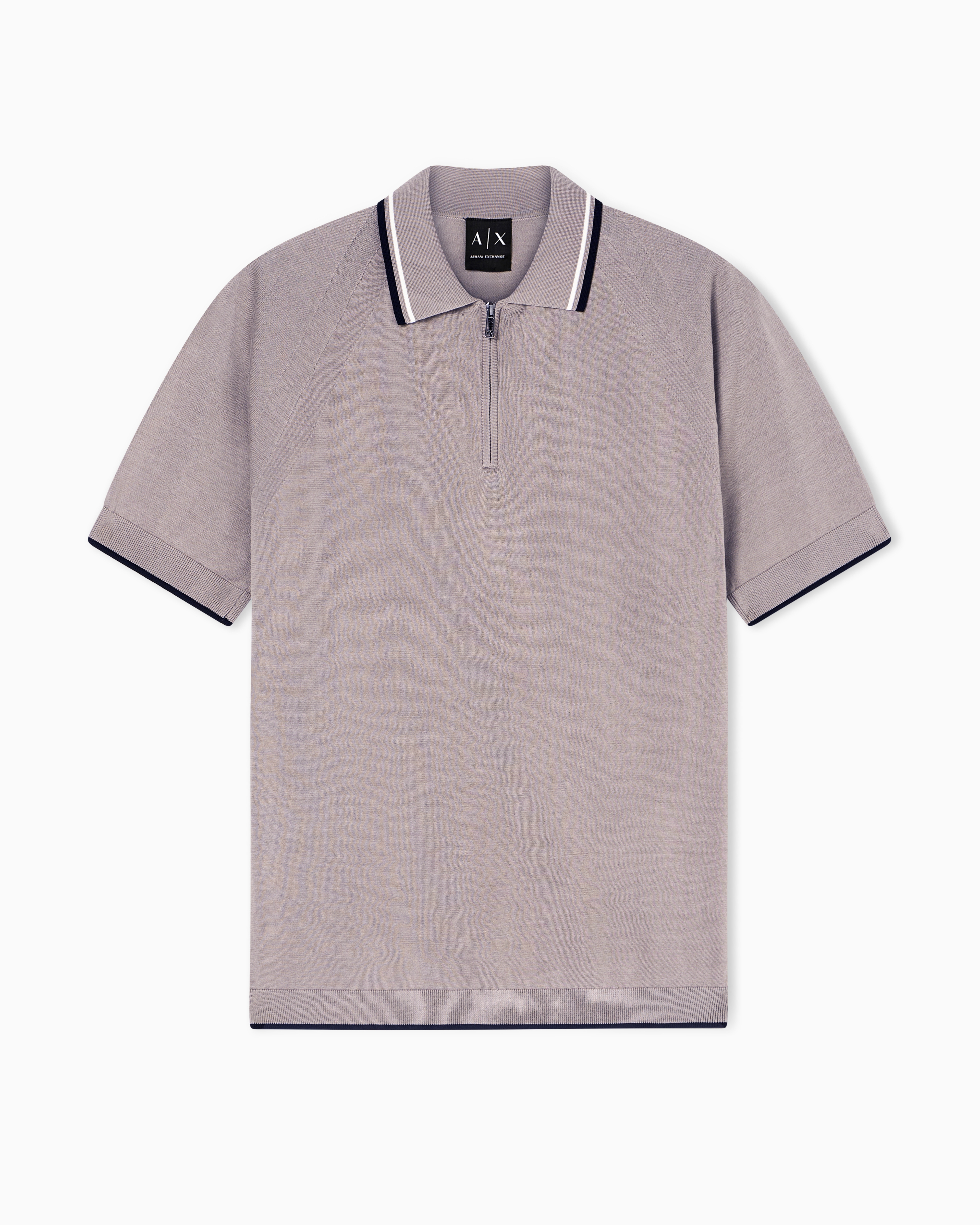 Zip-up knit polo shirt